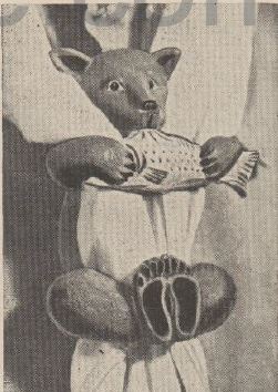 Boy's Life - 1954-04 - Neckerchief Slide of the Month - Bear Eating Salmon - Whittling Jim