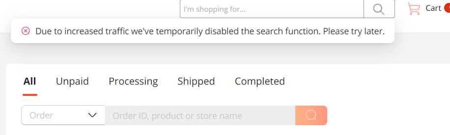 Aliexpress Orders Search Disabled